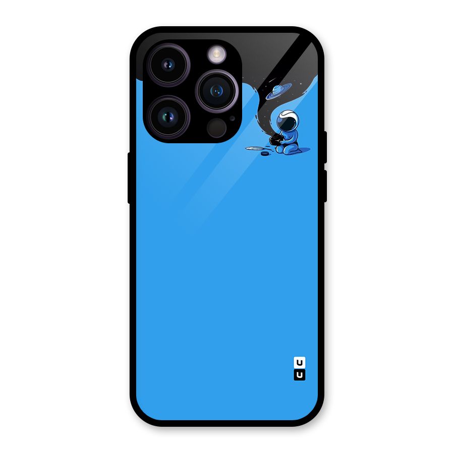 Astronaut Creativity Paint Sky Glass Back Case for iPhone 14 Pro