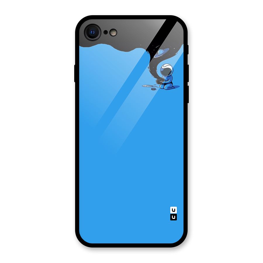 Astronaut Creativity Paint Sky Glass Back Case for iPhone 8