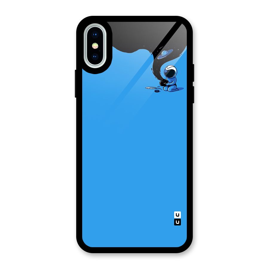 Astronaut Creativity Paint Sky Glass Back Case for iPhone X