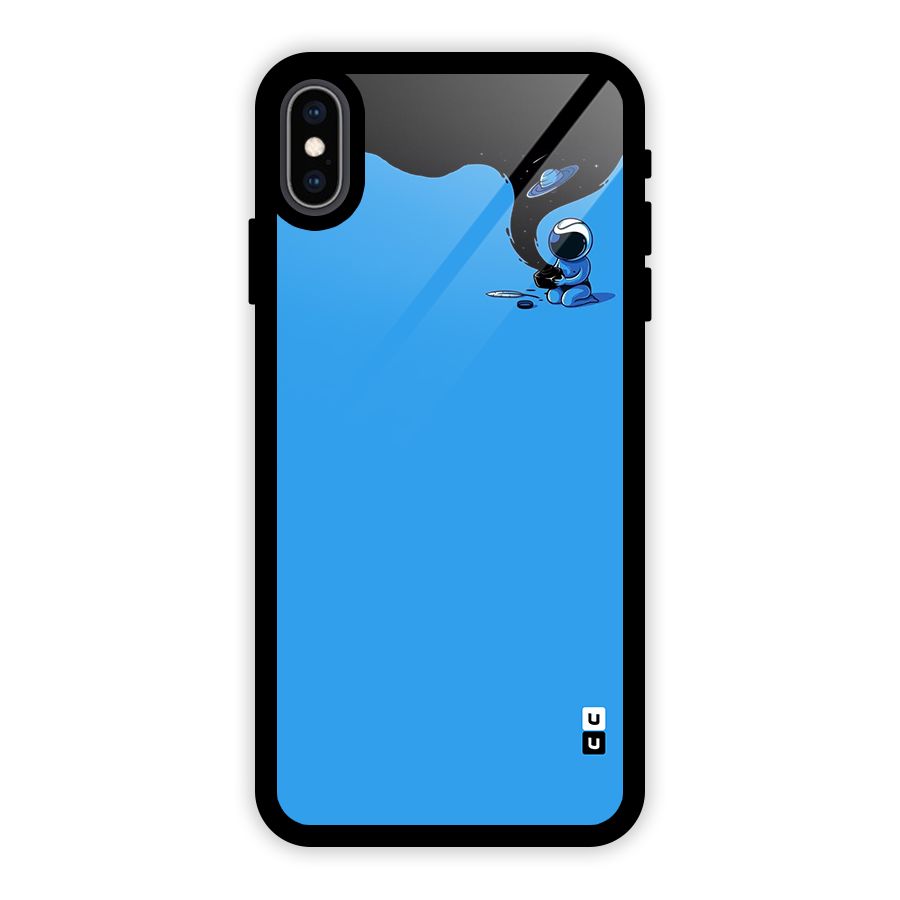 Astronaut Creativity Paint Sky Glass Back Case for iPhone XS Max