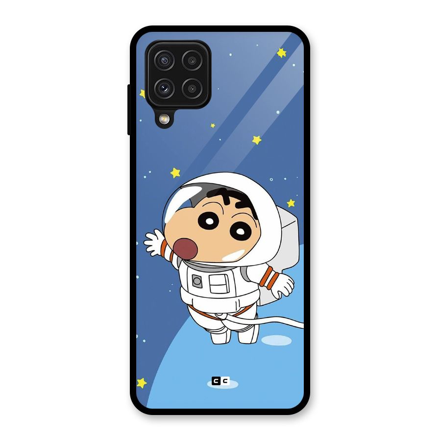 Astronaut Shinchan Glass Back Case for Galaxy A22 4G