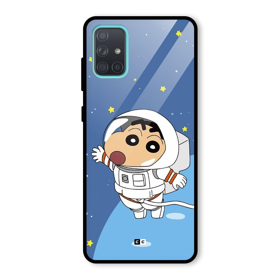 Astronaut Shinchan Glass Back Case for Galaxy A71