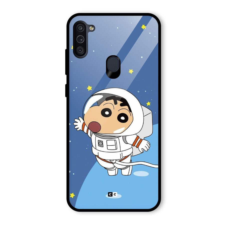 Astronaut Shinchan Glass Back Case for Galaxy M11