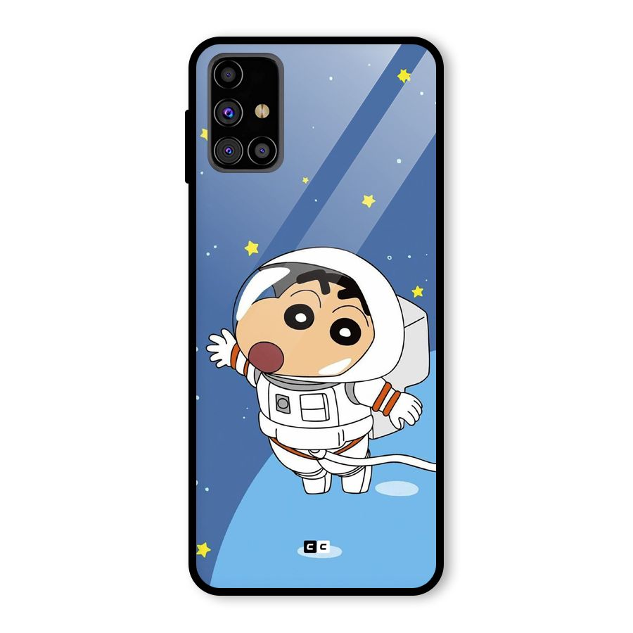 Astronaut Shinchan Glass Back Case for Galaxy M31s