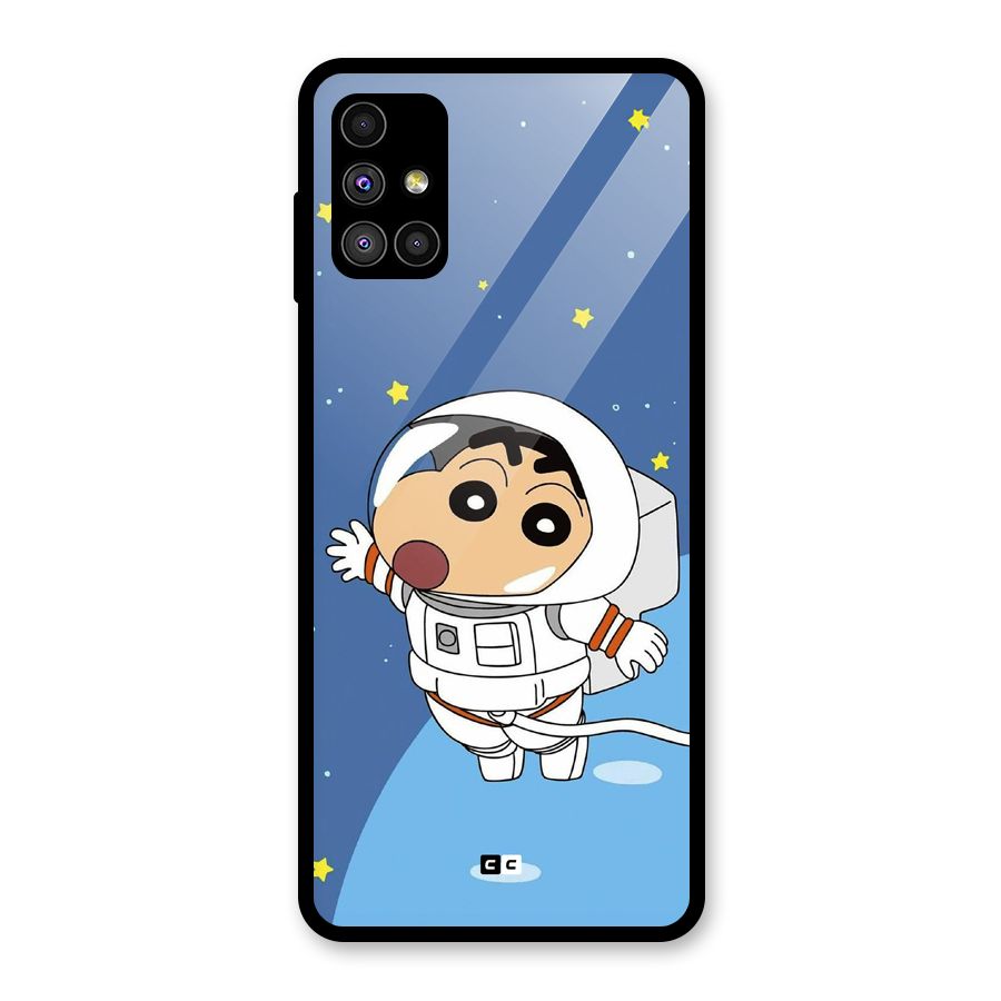 Astronaut Shinchan Glass Back Case for Galaxy M51