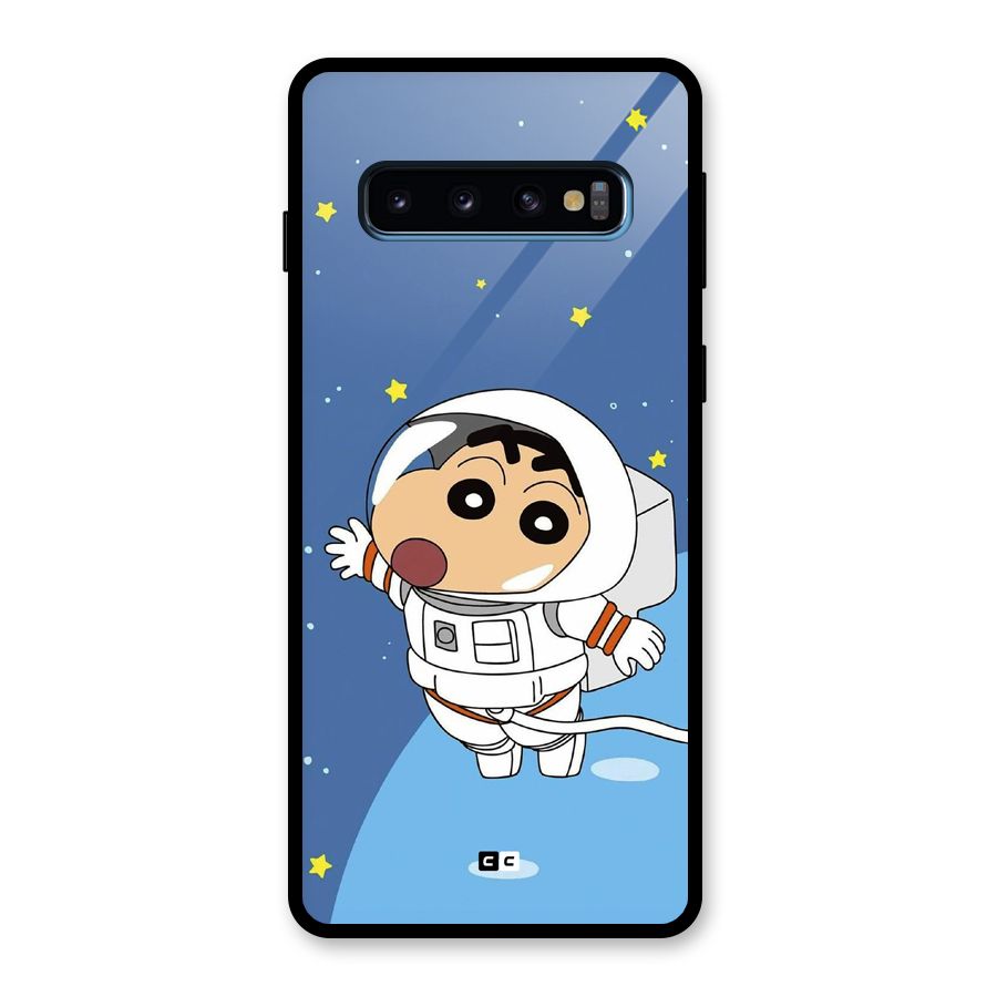 Astronaut Shinchan Glass Back Case for Galaxy S10