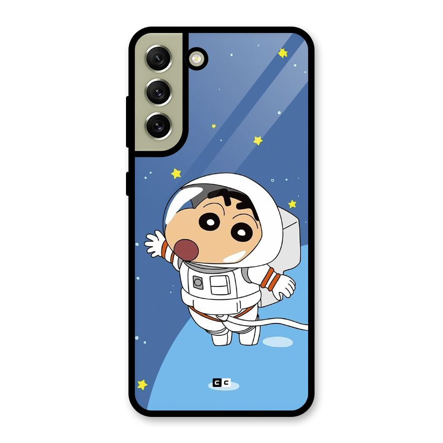 Astronaut Shinchan Glass Back Case for Galaxy S21 FE 5G