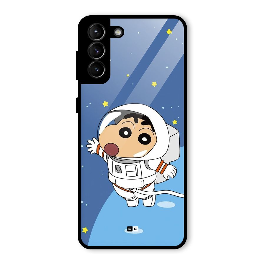 Astronaut Shinchan Glass Back Case for Galaxy S21 Plus