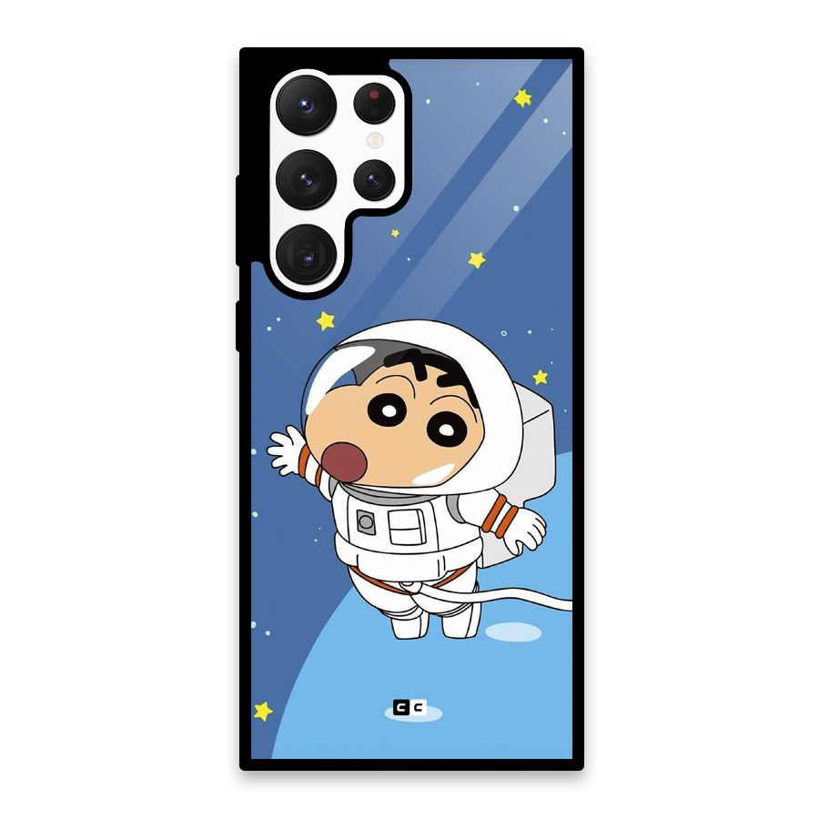 Astronaut Shinchan Glass Back Case for Galaxy S22 Ultra 5G