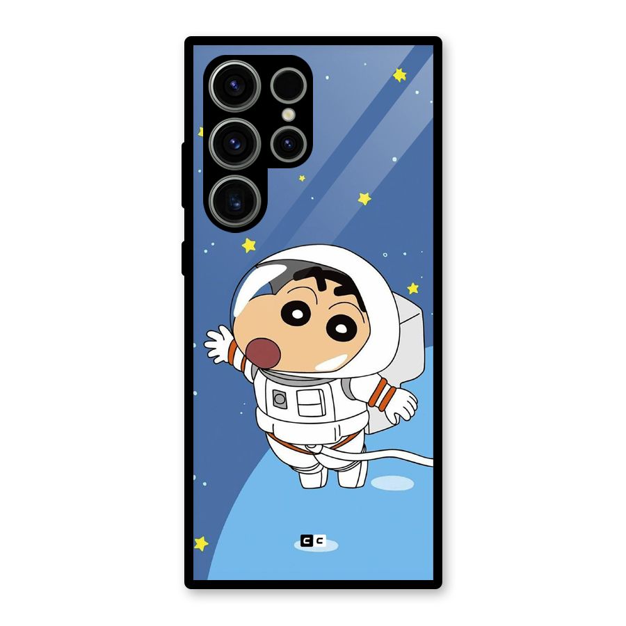 Astronaut Shinchan Glass Back Case for Galaxy S23 Ultra