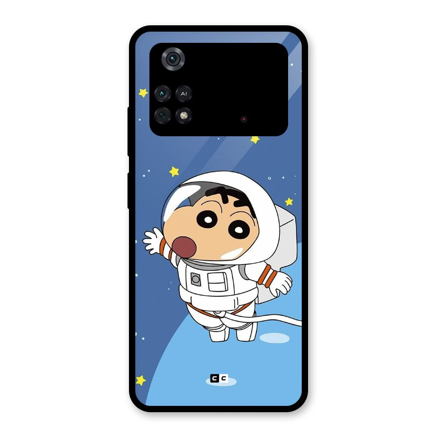 Astronaut Shinchan Glass Back Case for Poco M4 Pro 4G