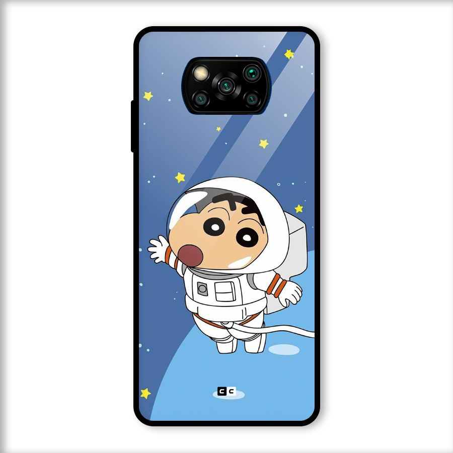 Astronaut Shinchan Glass Back Case for Poco X3