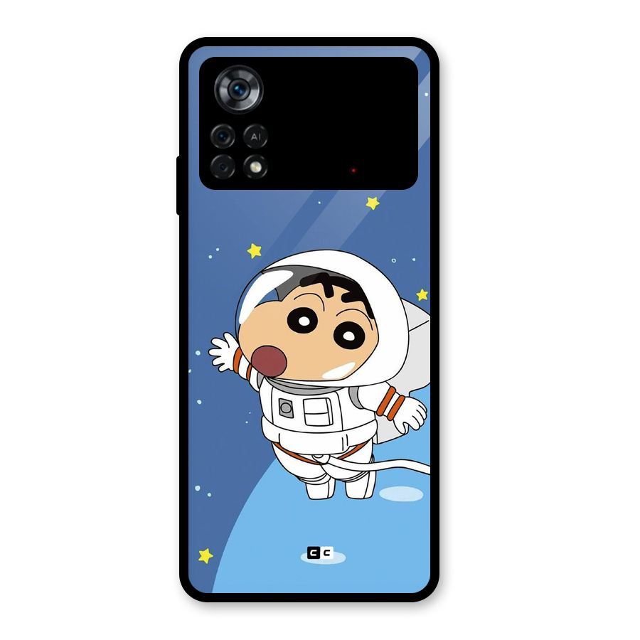 Astronaut Shinchan Glass Back Case for Poco X4 Pro 5G