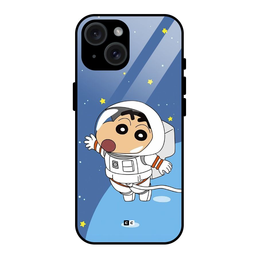 Astronaut Shinchan Glass Back Case for iPhone 15