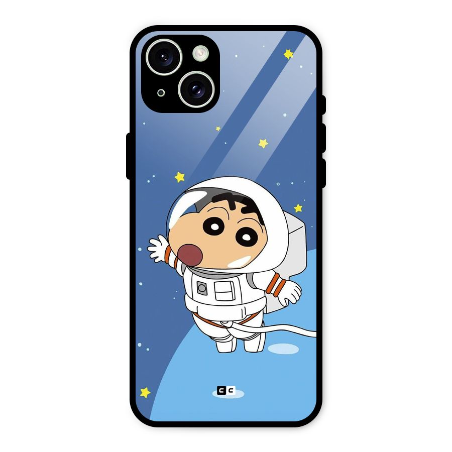 Astronaut Shinchan Glass Back Case for iPhone 15 Plus