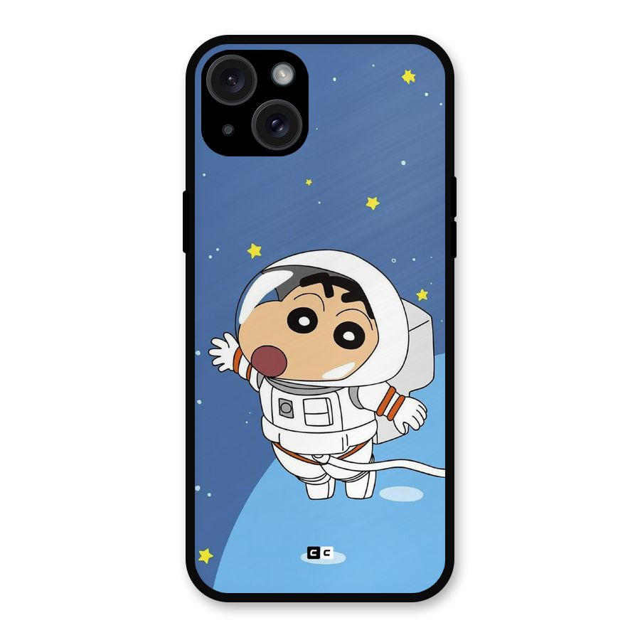 Astronaut Shinchan Metal Back Case for iPhone 15 Plus