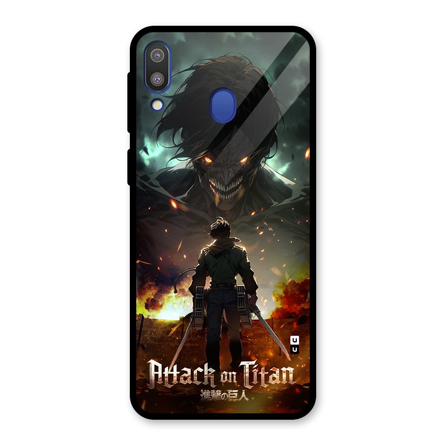 Atack On Titan Glass Back Case for Galaxy M20