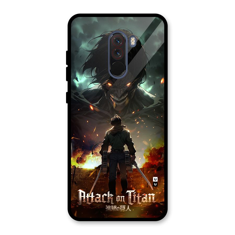 Atack On Titan Glass Back Case for Poco F1