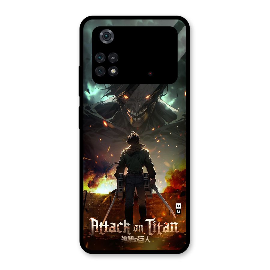 Atack On Titan Glass Back Case for Poco M4 Pro 4G
