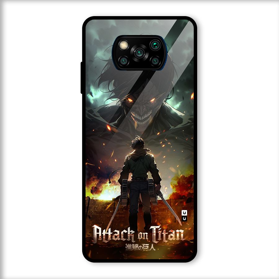 Atack On Titan Glass Back Case for Poco X3
