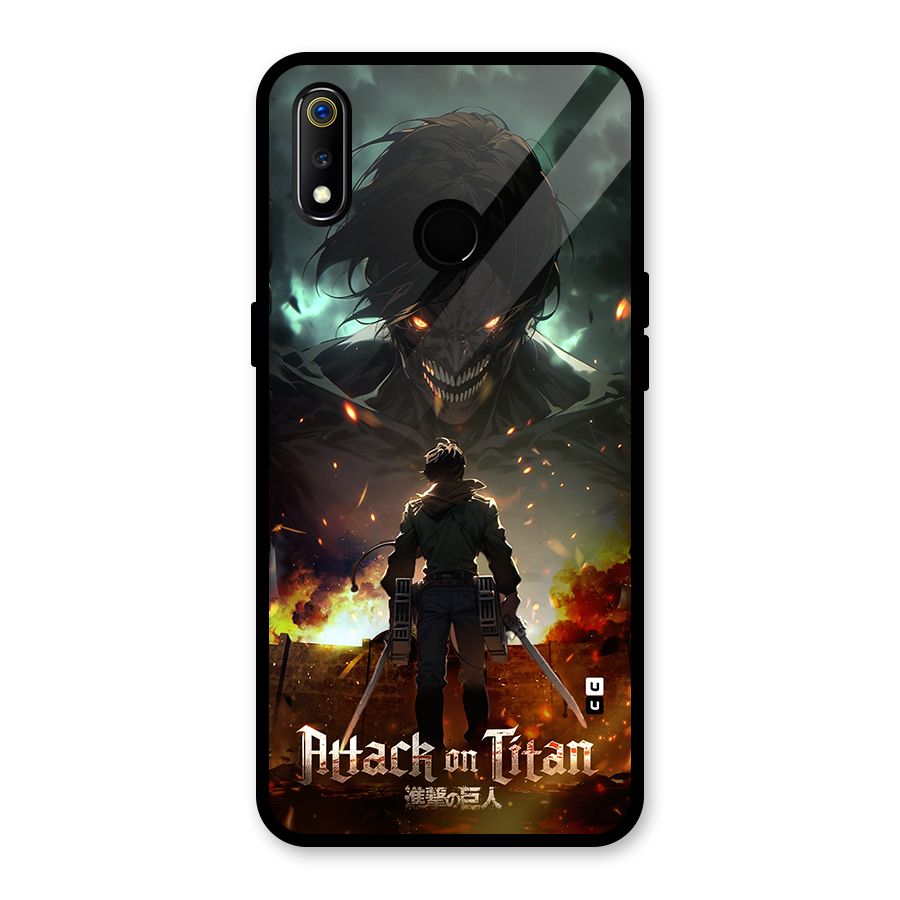 Atack On Titan Glass Back Case for Realme 3