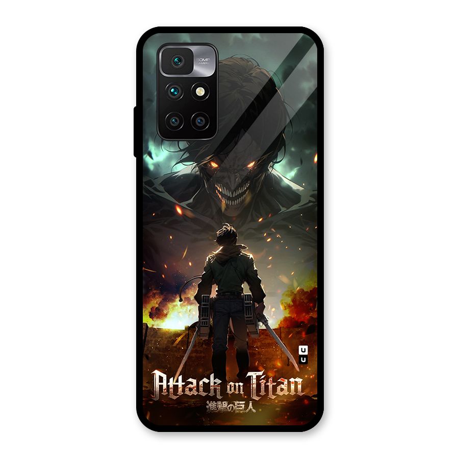 Atack On Titan Glass Back Case for Redmi 10 Prime