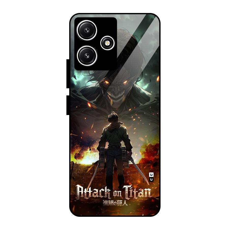 Atack On Titan Glass Back Case for Redmi 12 5G