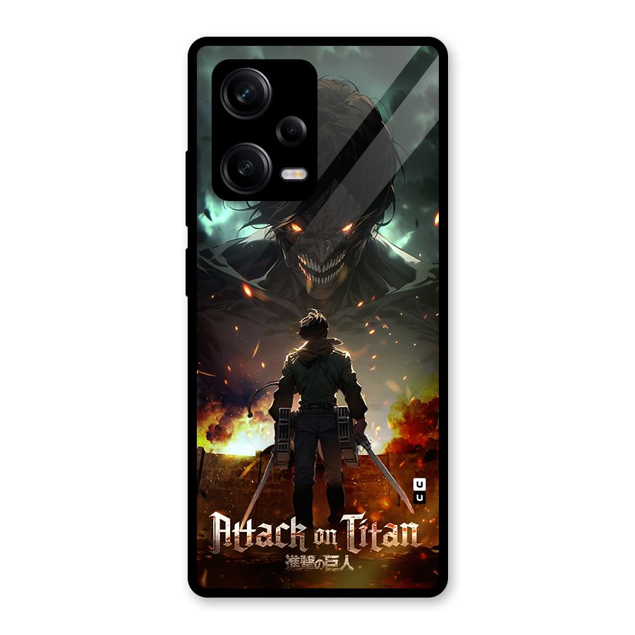 Atack On Titan Glass Back Case for Redmi Note 12 Pro