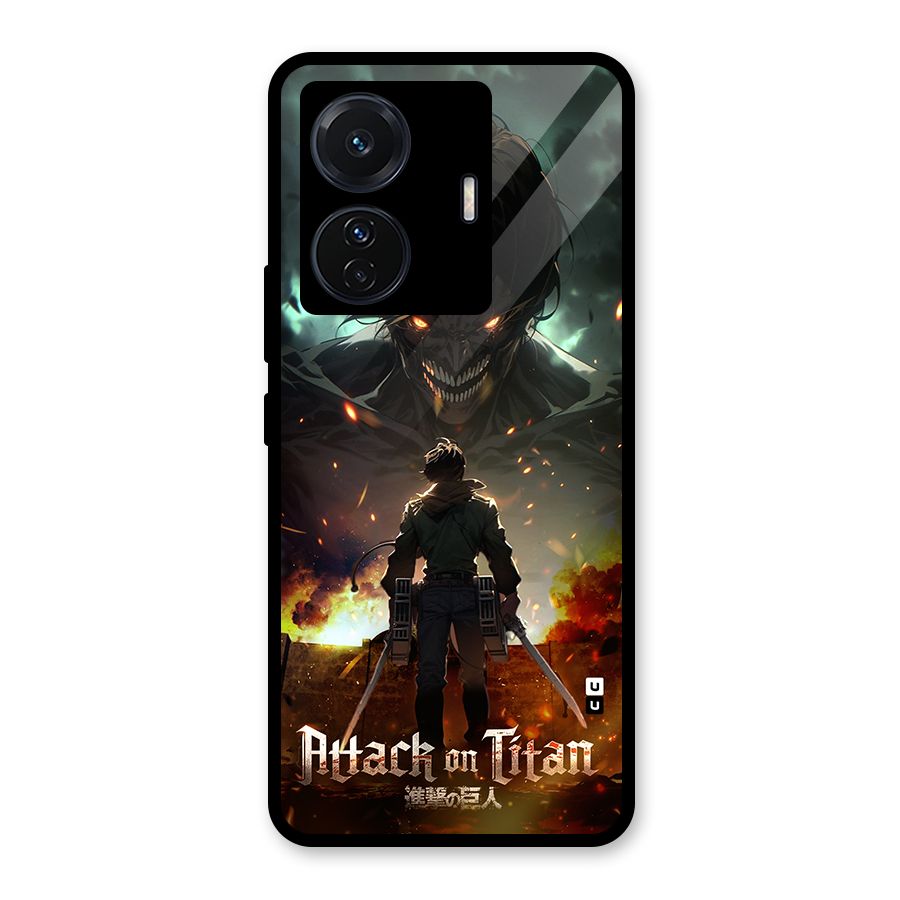 Atack On Titan Glass Back Case for Vivo T1 Pro