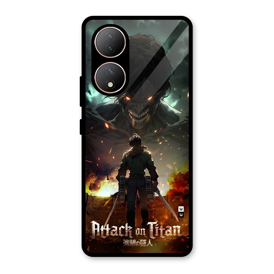 Atack On Titan Glass Back Case for Vivo T2