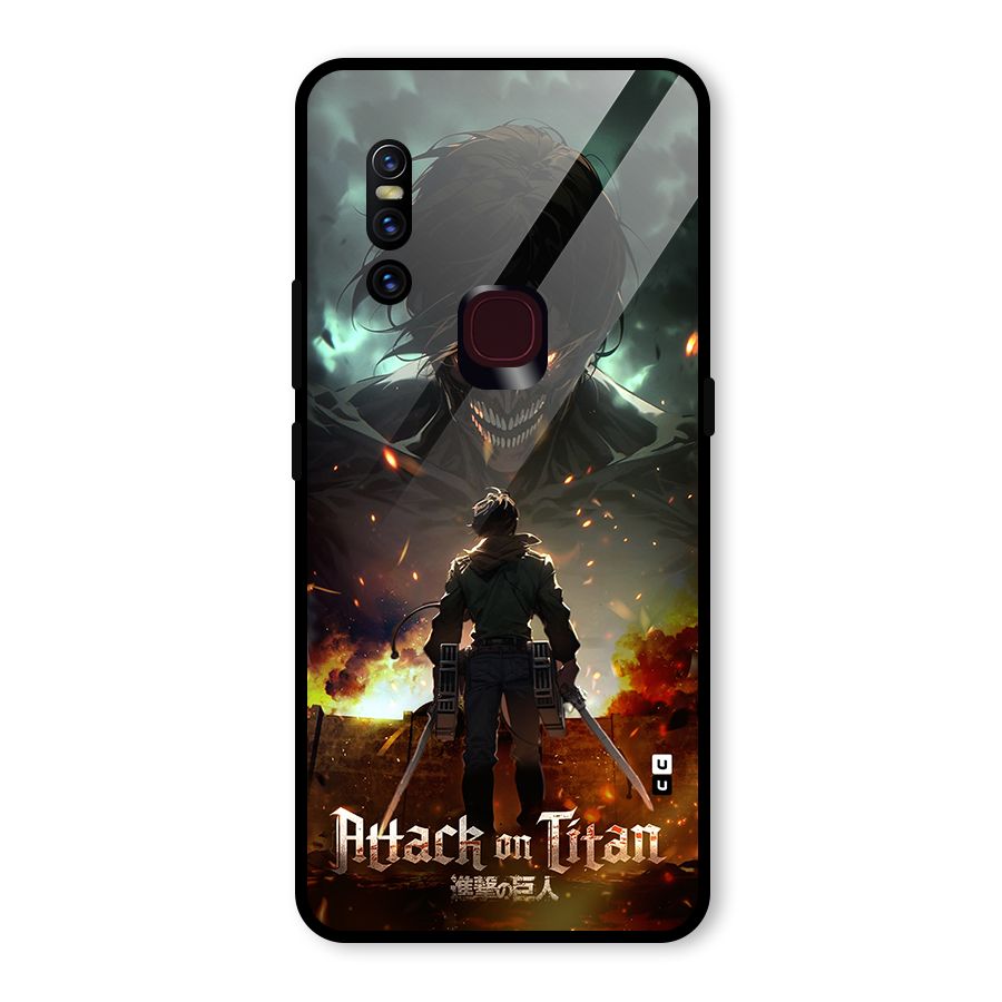 Atack On Titan Glass Back Case for Vivo V15