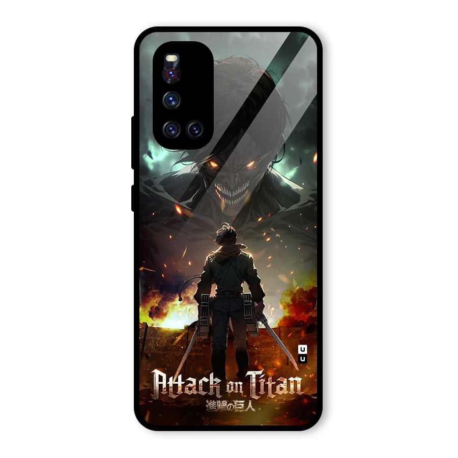 Atack On Titan Glass Back Case for Vivo V19