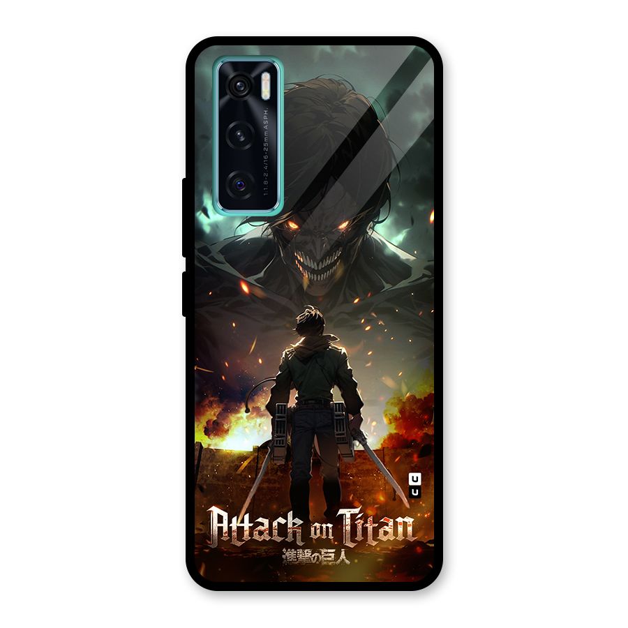 Atack On Titan Glass Back Case for Vivo V20 SE