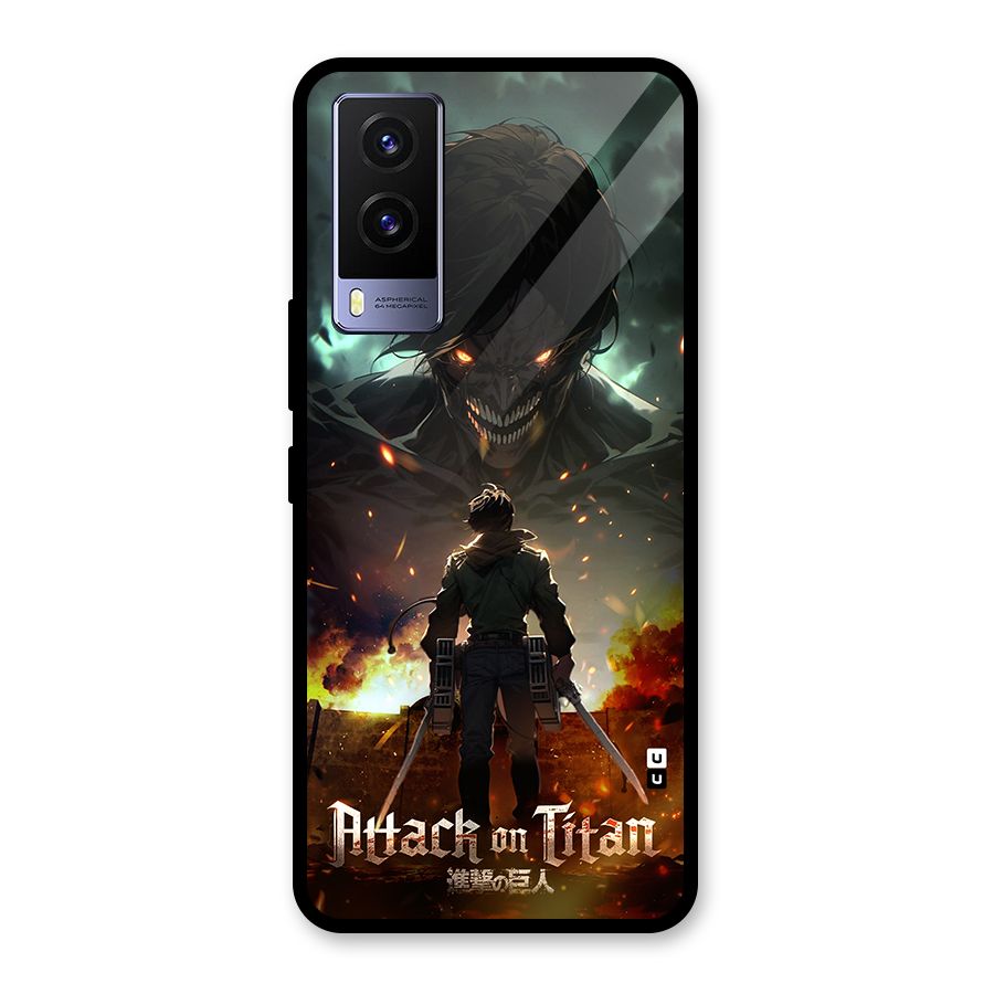 Atack On Titan Glass Back Case for Vivo V21e 5G