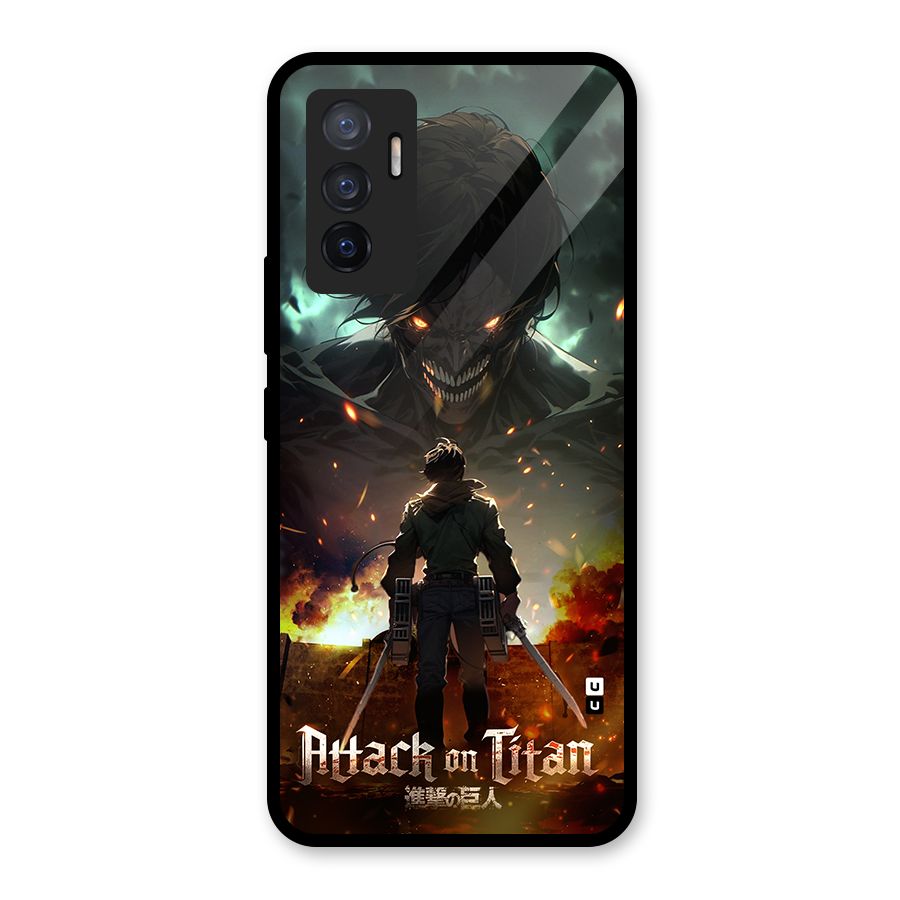 Atack On Titan Glass Back Case for Vivo V23e