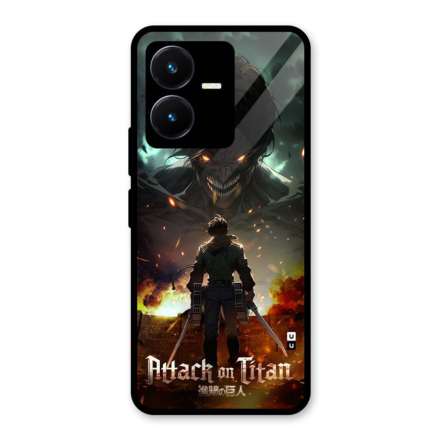 Atack On Titan Glass Back Case for Vivo Y22