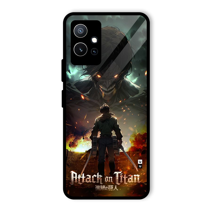 Atack On Titan Glass Back Case for Vivo Y75 5G