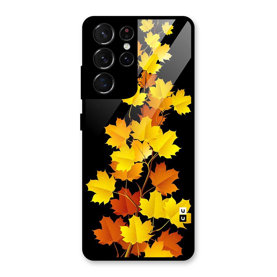 Autumn Forest Leaves Glass Back Case for Galaxy S21 Ultra 5G