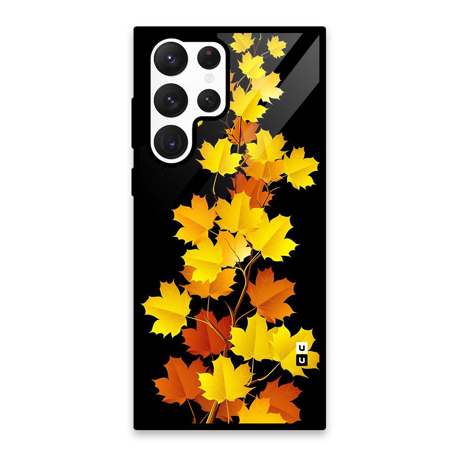 Autumn Forest Leaves Glass Back Case for Galaxy S22 Ultra 5G
