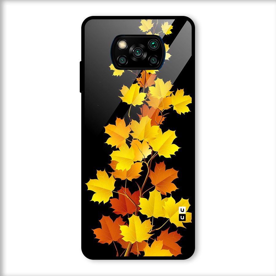 Autumn Forest Leaves Glass Back Case for Poco X3