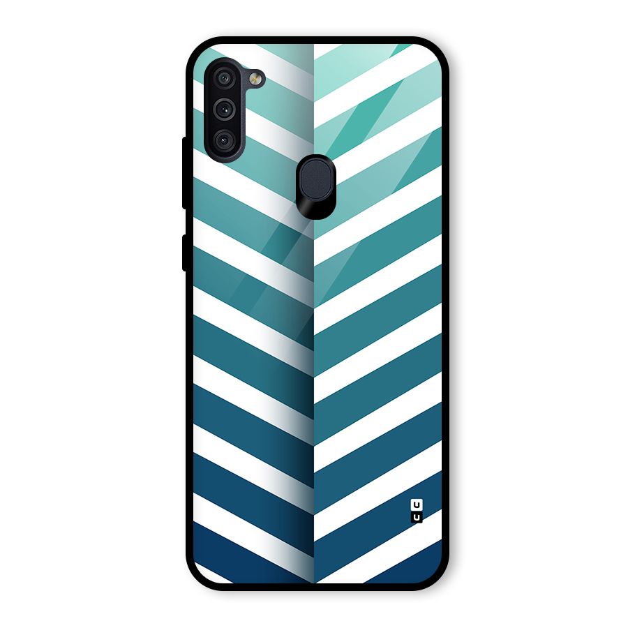 Awesome Angular Stripes Glass Back Case for Galaxy M11