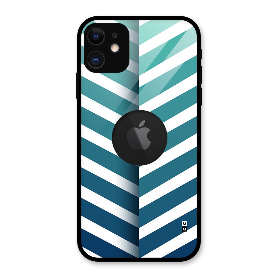 Awesome Angular Stripes Glass Back Case for iPhone 11 Logo Cut