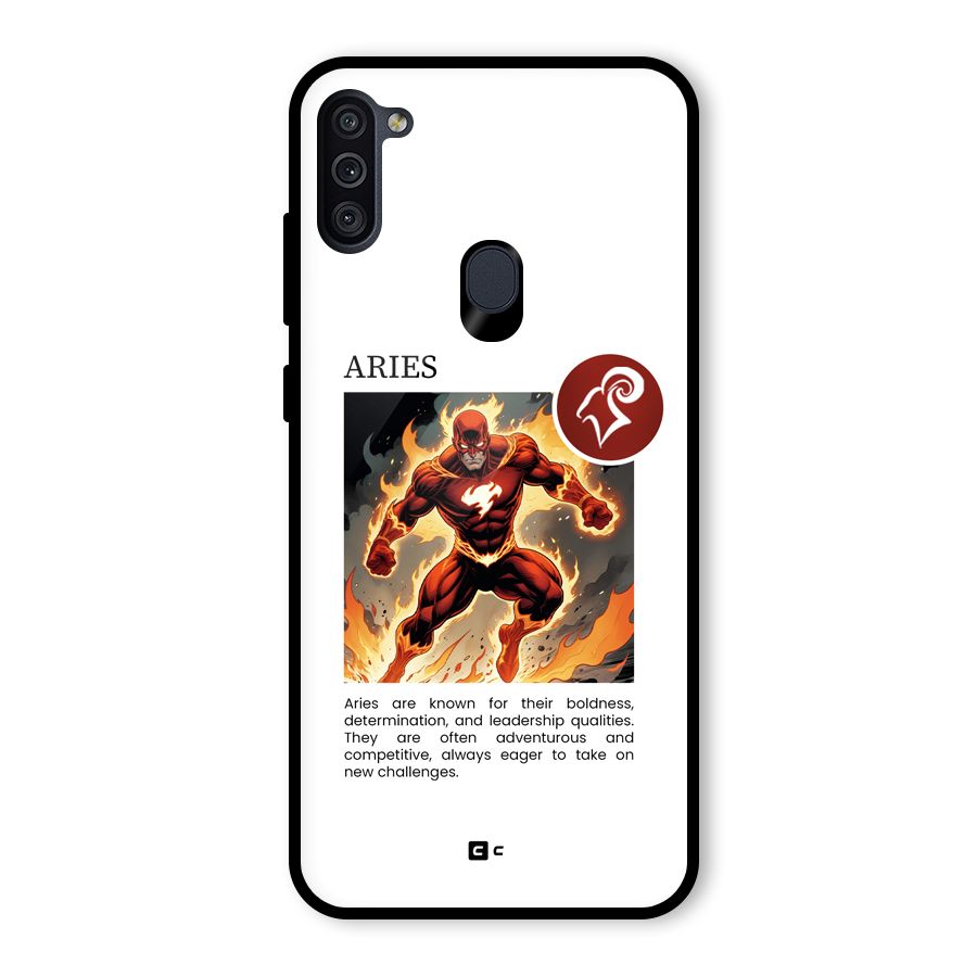 Awesome Aries Glass Back Case for Galaxy M11