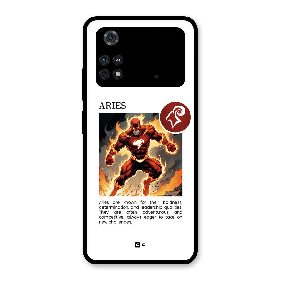 Awesome Aries Glass Back Case for Poco M4 Pro 4G