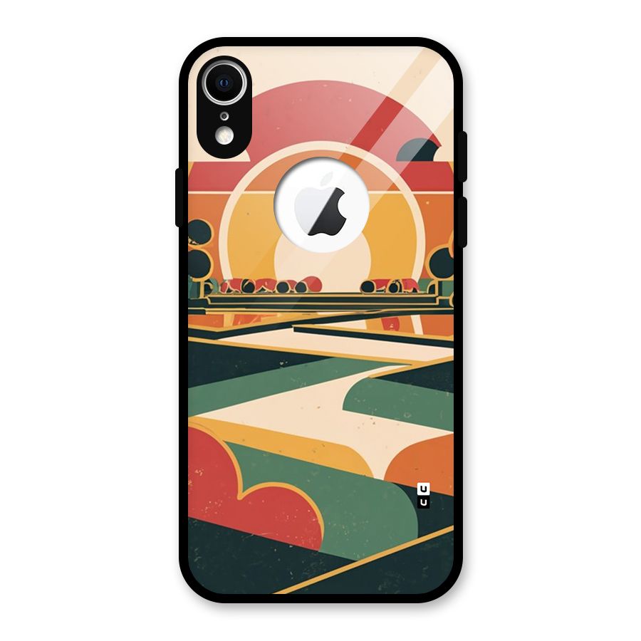 Awesome Geomatric Art Glass Back Case for iPhone XR Logo Cut