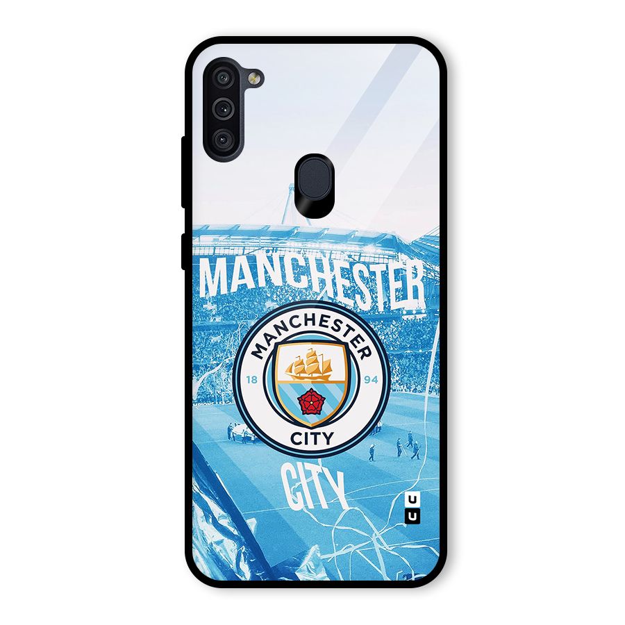 Awesome Manchester Glass Back Case for Galaxy M11