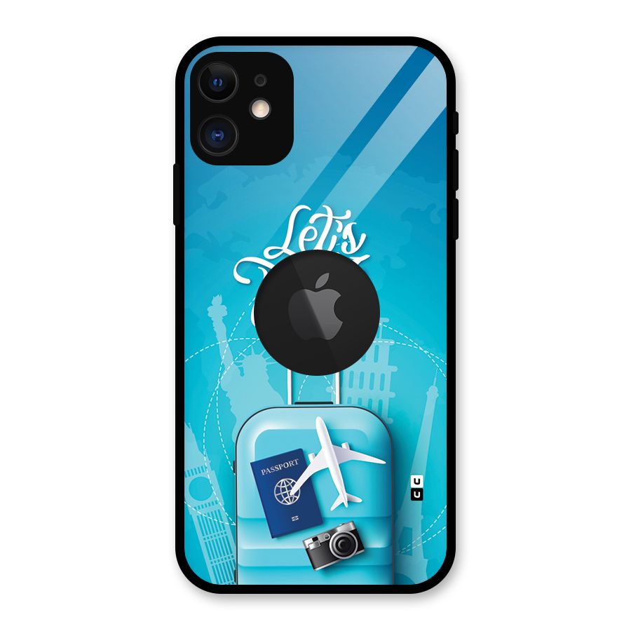 Awesome Travel Bag Glass Back Case for iPhone 11 Logo Cut