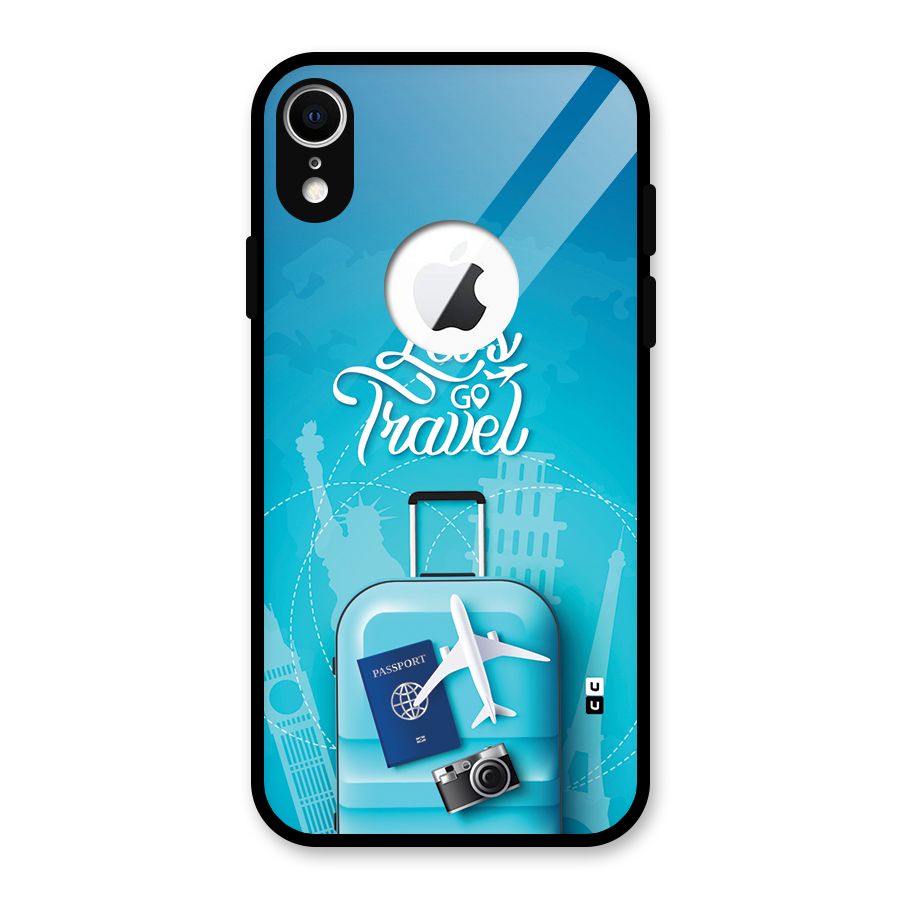 Awesome Travel Bag Glass Back Case for iPhone XR Logo Cut