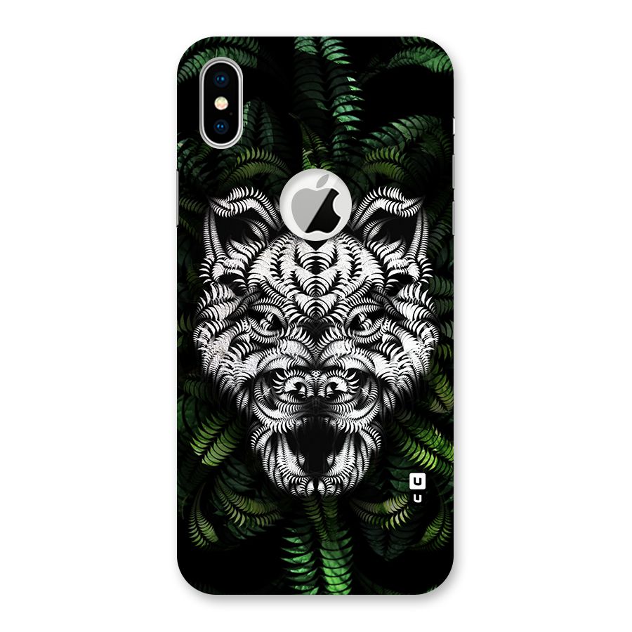 Aztec Art Tiger Back Case for iPhone XS Logo Cut