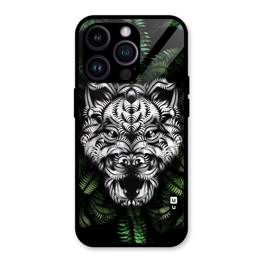 Aztec Art Tiger Glass Back Case for iPhone 14 Pro